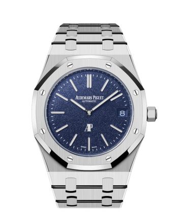 Audemars Piguet Royal Oak Jumbo Extra Thin White Gold Grainy Blue Dial Watch 16202BC.OO.1240BC.02