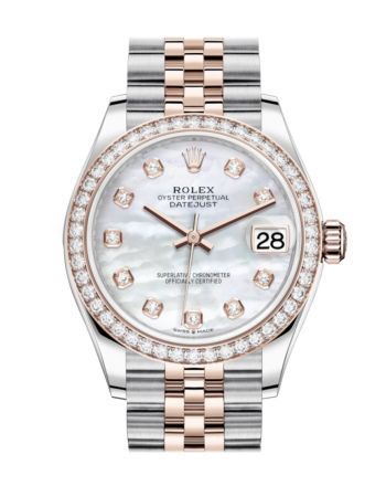 Rolex Datejust 31 White mother-of-pearl Diamonds Dial Diamond Bezel Rose Gold Two Tone Jubilee Watch 278381RBR 278381