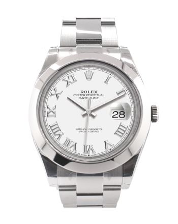 Rolex Datejust 41 White Roman Dial Automatic Men's Watch 126300