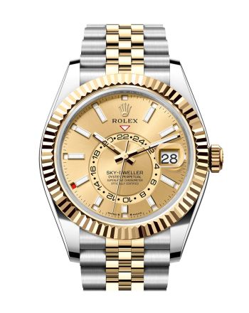 Rolex Sky Dweller 42 Champagne Dial Yellow Gold Stainless Steel Jubilee Mens Watch 336933