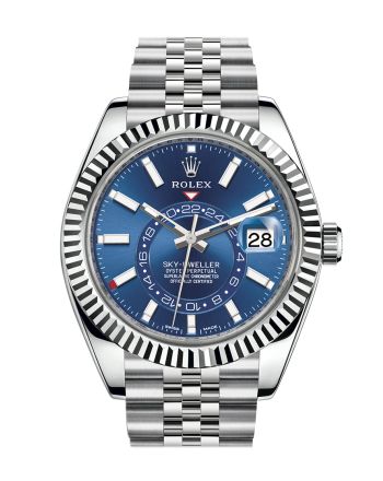 Rolex Sky Dweller Blue Dial 18K White Gold Bezel Steel Jubilee Men's Watch 326934