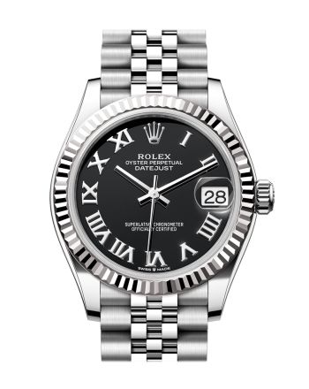 Rolex Datejust 31 Black Roman Dial Fluted Bezel Jubilee Ladies Watch 278274 278274-0002