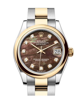 Rolex Datejust 31 Black Mother Of Pearl Diamond Dial Yellow Gold Steel Ladies Watch 278243 278243-0023