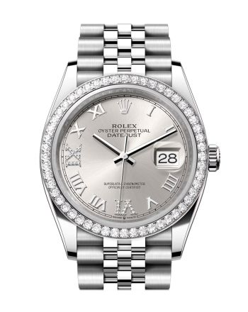 Rolex Datejust 36 Silver Roman Dial Diamond Bezel Jubilee Watch 126284RBR 126284RBR-0021