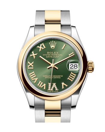 Rolex Datejust 31 Olive Green Roman Diamond on 6 Dial Yellow Gold Steel Ladies Watch 278243 278243-0015