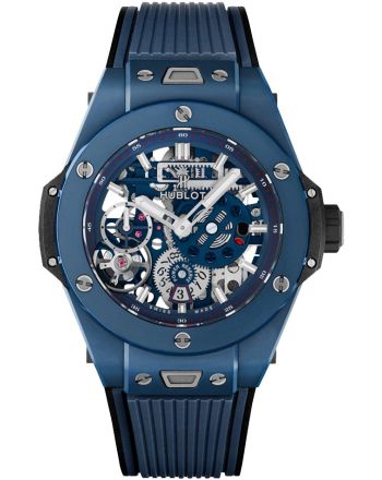 Hublot Big Bang MECA-10 45mm in Ceramic Mat Blue Skeleton Dial Black Blue Lined Structured Straps 414.EX.5123.RX