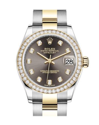 Rolex Datejust 31 Dark Grey Diamonds Dial Diamond Bezel Yellow Gold Two Tone Watch 278383RBR 278383