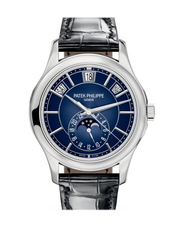 Patek Philippe Complications Blue Sunburst Dial Automatic Men's Annual Calendar Watch 5205G-013