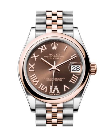 Rolex Datejust 31 Dark Grey Roman Diamond Dial Rose Gold Steel Jubilee Ladies Watch 278241 278241-0010