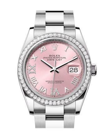 Rolex Datejust 36 Pink Roman Dial Diamond Bezel Watch 126284RBR 126284RBR-0024