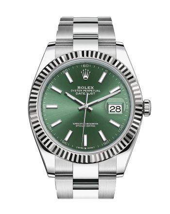 Rolex Datejust 41 Green Stick Dial White Gold Oyster Men's Watch 126334