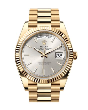 Rolex Day-Date 40 Silver Dial 18K Yellow Gold President Men's Watch 228238