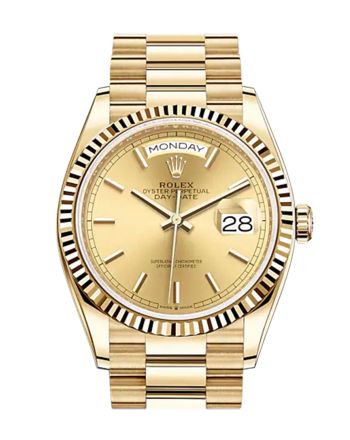 ROLEX Day-Date 36 Champagne Index Dial 18K Yellow Gold Watch 128238