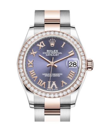 Rolex Datejust 31 Aubergine VI Diamonds Dial Diamond Bezel Rose Gold Two Tone Watch 278381RBR 278381