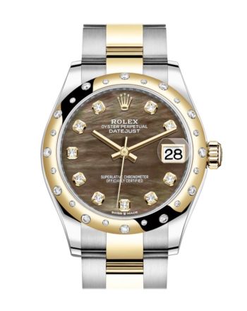 Rolex Datejust 31 Black mother-of-pearl diamonds Dial Diamond Bezel Yellow Gold Two Tone Watch 278341RBR 278343 NP