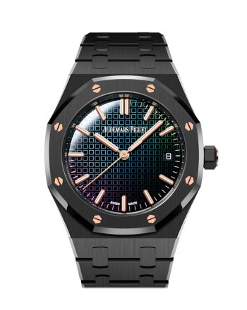 Audemars Piguet Royal Oak 34 Rainbow-coloured sapphire Dial Black Ceramic Watch 77350CE.OO.1266CE.02.A