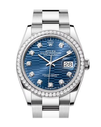 Rolex Datejust 36 Blue Fluted Motif Diamond Dial Diamond Bezel Watch 126284RBR 126284RBR-0050