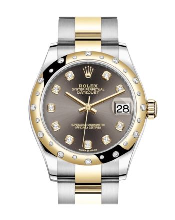 Rolex Datejust 31 Dark Grey Diamonds Dial Diamond Bezel Yellow Gold Two Tone Watch 278343RBR 278343 NP