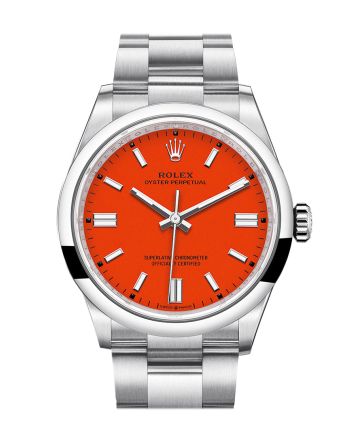 Rolex Oyster Perpetual 36 Coral Red Dial Oyster Bracelet Watch 126000