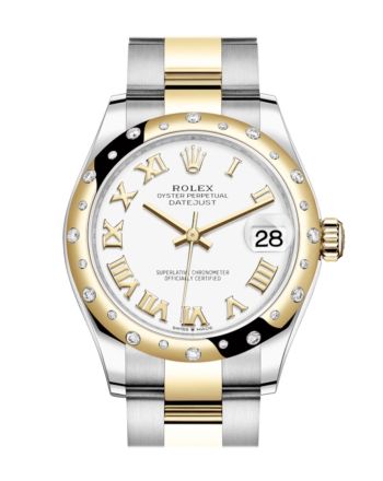 Rolex Datejust 31 White Roman Dial Diamond Bezel Yellow Gold Two Tone Watch 278343RBR 278343