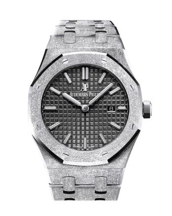 Audemars Piguet Royal Oak Frosted Black Dial Ladies 18k White Gold Watch 67653BC.GG.1263BC.02