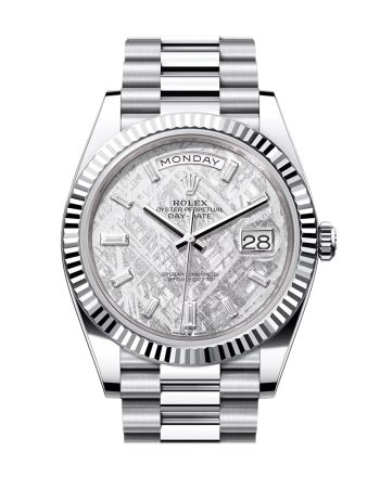 Rolex Day-Date 40 Meteorite Diamonds Dial Fluted Bezel Platinum President Men's Watch 228236