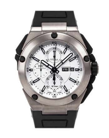 IWC Ingenieur Double Chronograph Silver Dial Rubber Strap Automatic 45mm Men's Watch IW386501