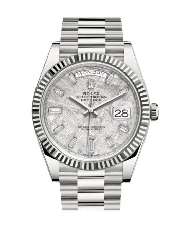 Rolex Day-Date 40 Meteorite Diamond Dial Fluted Bezel White Gold President Automatic Men's Watch 228239