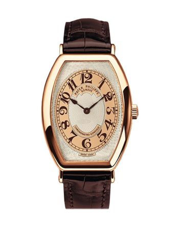 Patek Philippe Gondolo Silver Brown Dial 18kt Rose Gold Brown Leather Men's Watch 5098R