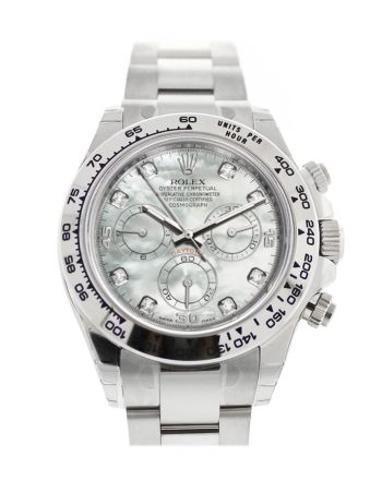 ROLEX Cosmograph Daytona Mother of Pearl Diamond Dial White Gold Oyster Men's Watch 116509