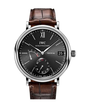 IWC Portofino Manual Wind Eight Days Black Dial Brown Leather Men's Watch 5101-02