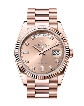 Rolex Day-Date 36 Rosé Colour  Dial Fluted Bezel 18K Everose gold President Watch 128235