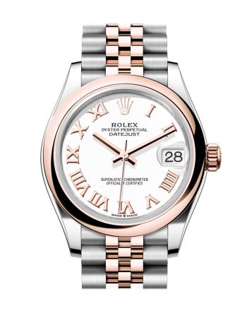 Rolex Datejust 31 White Roman Dial Rose Gold Steel Jubilee Ladies Watch 278241 278241-0002