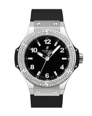 Hublot Big Bang Black Dial Diamond Black Rubber Ladies Watch 361.SX.1270.RX.1104