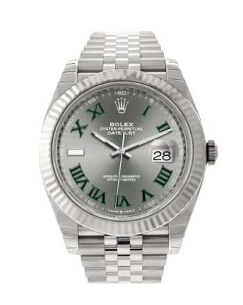 Rolex Datejust 41 Slate Roman Dial White Gold Fluted Bezel Jubilee Mens Watch 126334