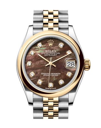 Rolex Datejust 31 Black Mother of pearl Diamond Dial Yellow Gold Steel Jubilee Ladies Watch 278243 278243-0024