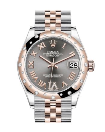 Rolex Datejust 31 Rhodium Large VI Diamonds Dial Diamond Bezel Jubilee Rose Gold Two Tone Watch 278341RBR 278341