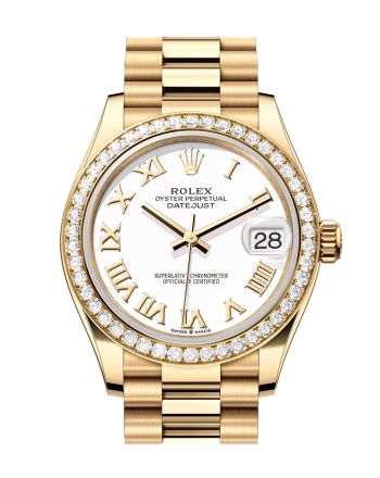 Rolex Datejust 31 White Roman Dial Diamond Bezel Yellow Gold Ladies Watch 278288RBR 278288RBR-0009