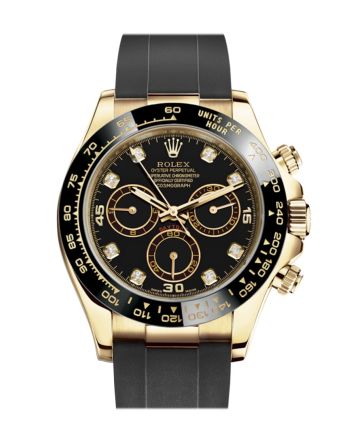 Rolex Cosmograph Daytona Black Diamond Yellow Gold Oysterflex Strap Mens Watch 116518LN 116518