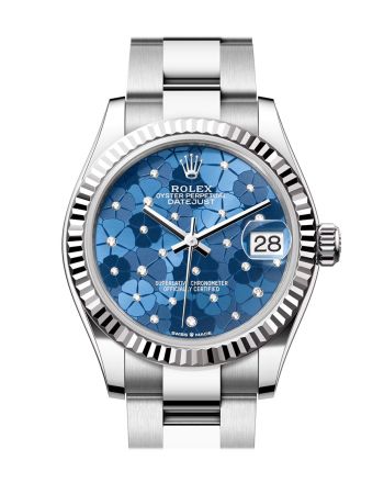 Rolex Datejust 31 Blue Floral Diamond Dial Fluted Bezel Ladies Watch 278274 278274-0035