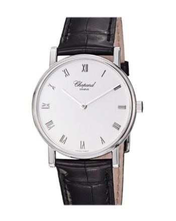 Chopard LUC on strap White Dial Diamond Bezel Black Croc 173154/1001