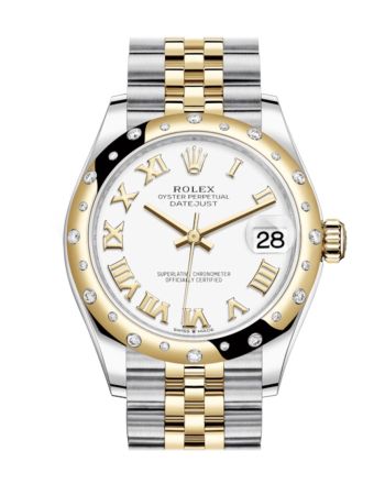 Rolex Datejust 31 White Roman Dial Diamond Bezel Jubilee Yellow Gold Two Tone Watch 278343RBR 278343 NP