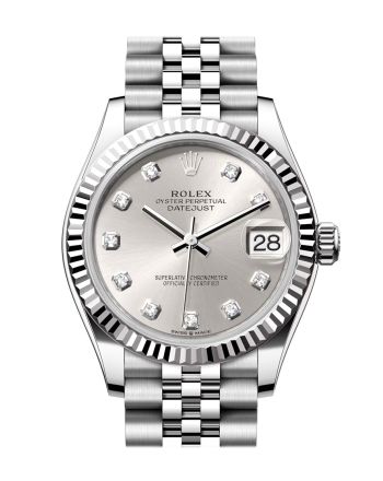 Rolex Datejust 31 Silver Diamond Dial Fluted Bezel Jubilee Ladies Watch 278274 278274-0030