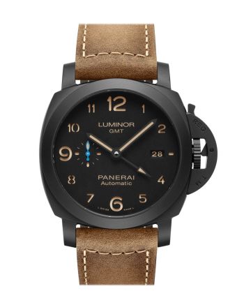 Panerai Luminor Ceramica Brown Leather Black Dial Watch PAM01441