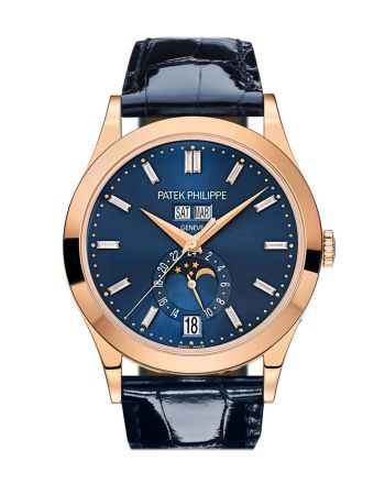 Patek Philippe Complications Blue Diamond Dial Annual Calendar Moon Phases Rose Gold 5396R-015