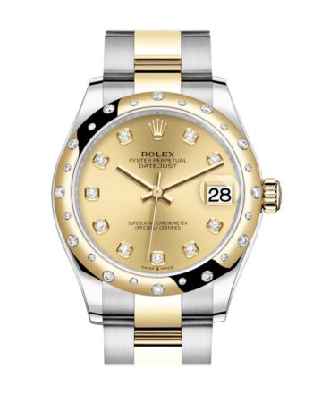 Rolex Datejust 31 Champagne Diamonds Dial Diamond Bezel Yellow Gold Two Tone Watch 278343RBR 278343 NP