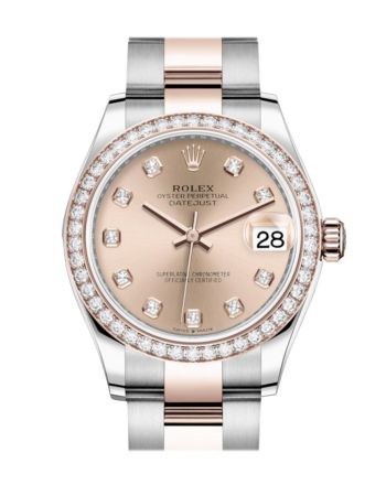 Rolex Datejust 31 Ros?? Diamonds Dial Diamond Bezel Rose Gold Two Tone Watch 278381RBR 278381