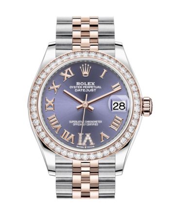 Rolex Datejust 31 Aubergine VI Diamonds Dial Diamond Bezel Rose Gold Two Tone Jubilee Watch 278381RBR 278381