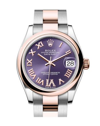 Rolex Datejust 31 Aubergine Roman Diamond 6 Dial Rose Gold Steel Ladies Watch 278241 278241-0019