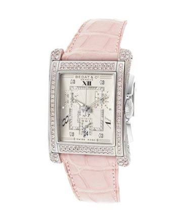 Bedat No. 7 Silver Dial Pink Diamond Pink Leather Ladies Watch 778.057.109